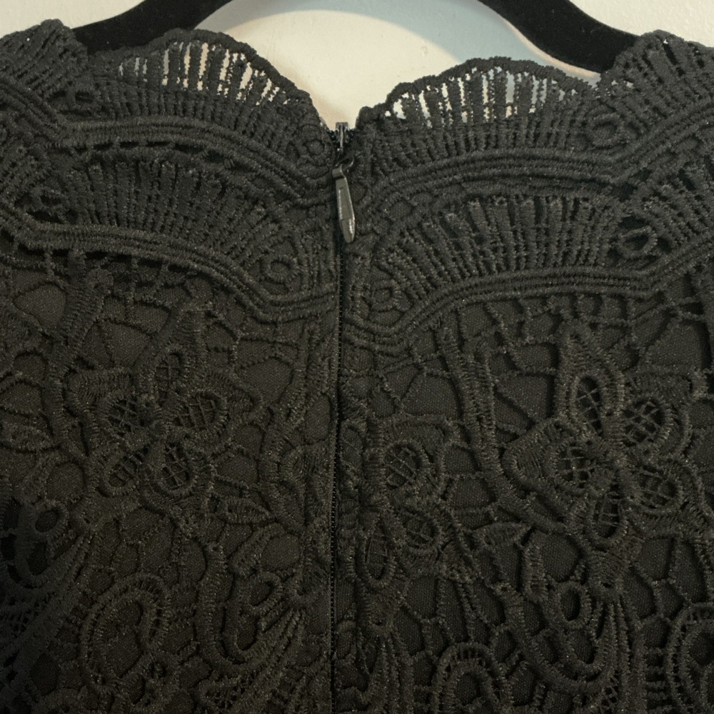 Lulus Angel in Disguise Black Lace Fit Flare Skater Dress Short Sleeve M NWT - Picture 6 of 10
